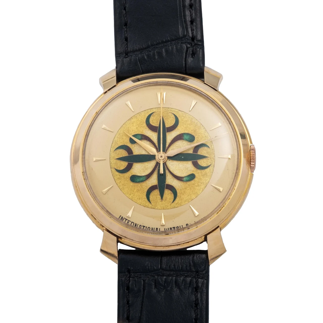 IWC IWC, REF. 521, FLOWER CLOISONNE DIAL, ORIGINAL BOX AND WARRANTY, PINK GOLD kol saati