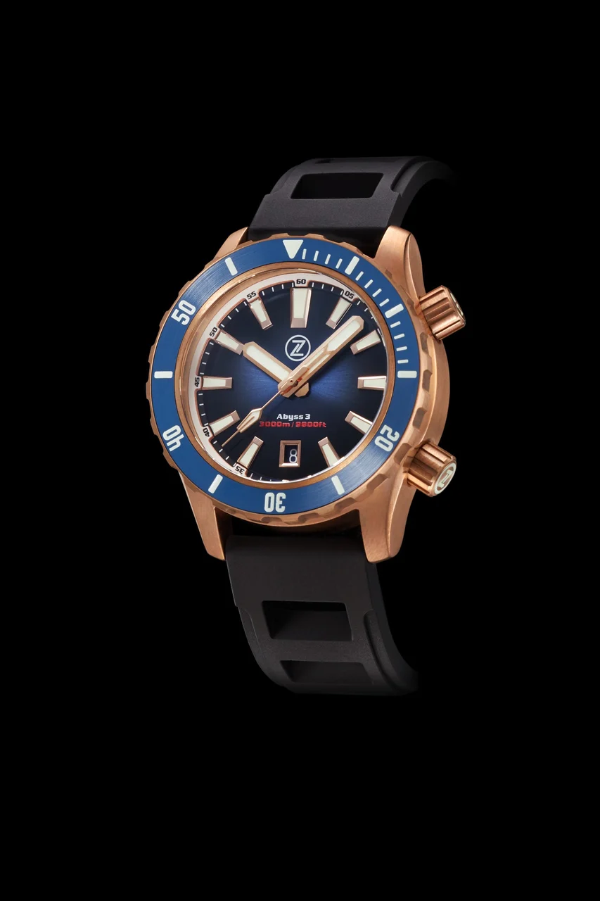 Zelos Abyss 3 3000m Bronze Midnight Blue 43 mm kol saati