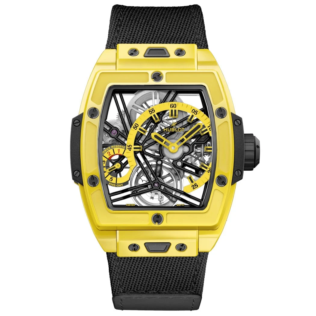 Hublot Spirit of Big Bang Texas Tourbillon Yellow Ceramic 42mm 645.CY.4723.NR 5645.CY.4723.NR 42 mm kol saati