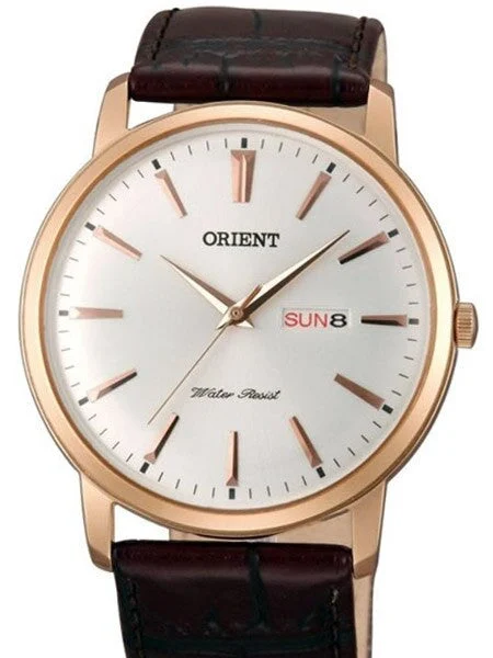 Orient Capital Quartz Rose Goldtone Dress Watch with Day and Date #UG1R005W 40 mm kol saati