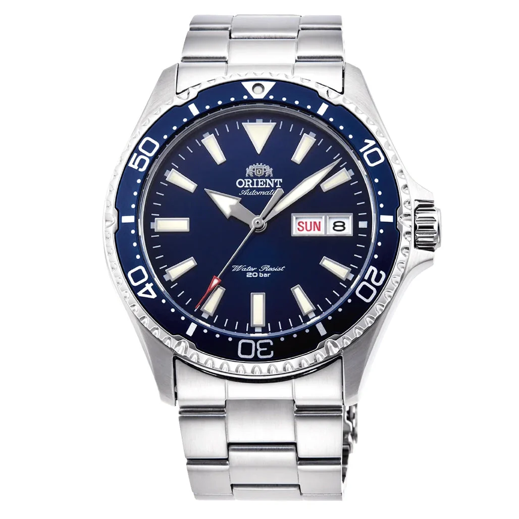 Orient Kamasu Blue Dial Automatic Dive Watch with Sapphire Crystal #RA-AA0002L19A 46.8 mm kol saati