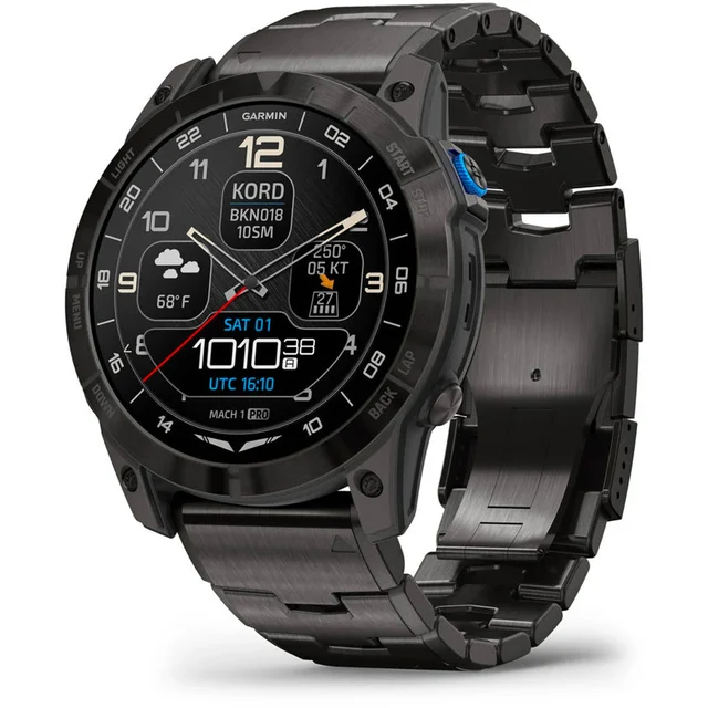 Garmin Mach 1 Pro Aviator Smartwatch with Vented Titanium Bracelet 010-02804-80 kol saati