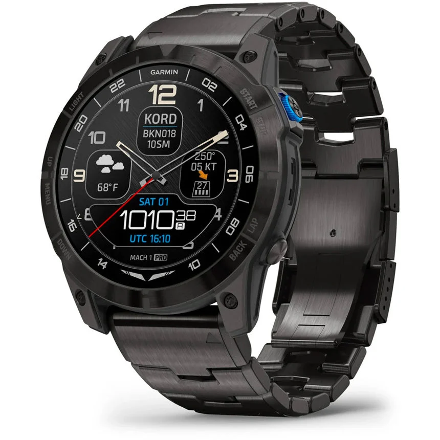 Garmin Mach 1 Pro Aviator Smartwatch with Vented Titanium Bracelet 010-02804-80 kol saati