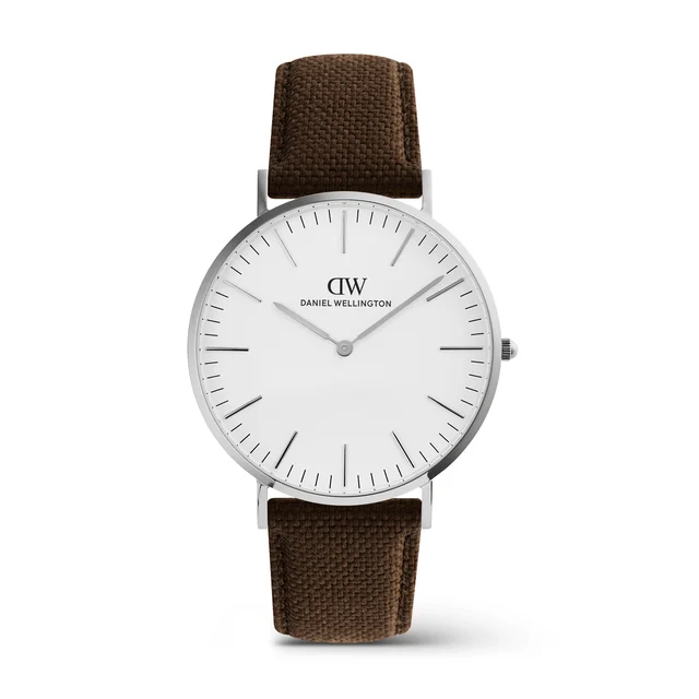 DANIEL WELLINGTON Classic Brown Canvas Silver DW00100941 kol saati