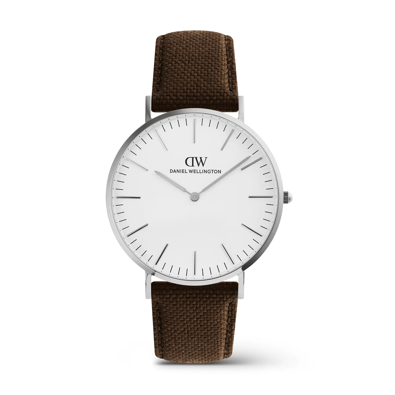 DANIEL WELLINGTON Classic Brown Canvas Silver DW00100941 40 mm kol saati