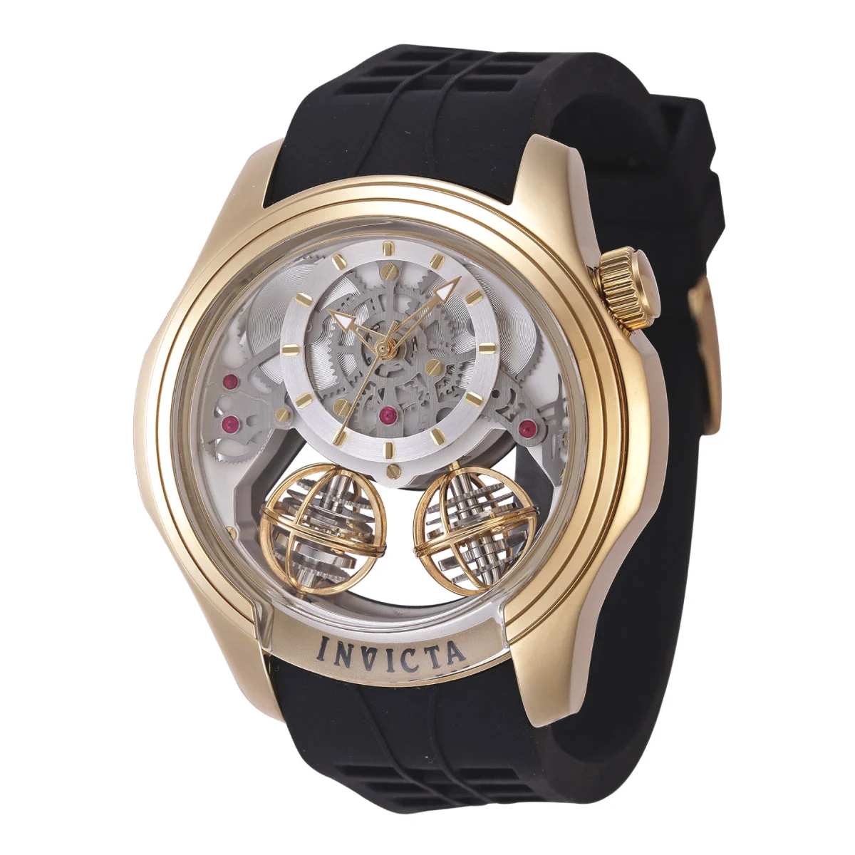 Invicta Specialty Twin-Axis Watch w/ Skeleton Dial - 46mm. Black (47375) 46 mm kol saati
