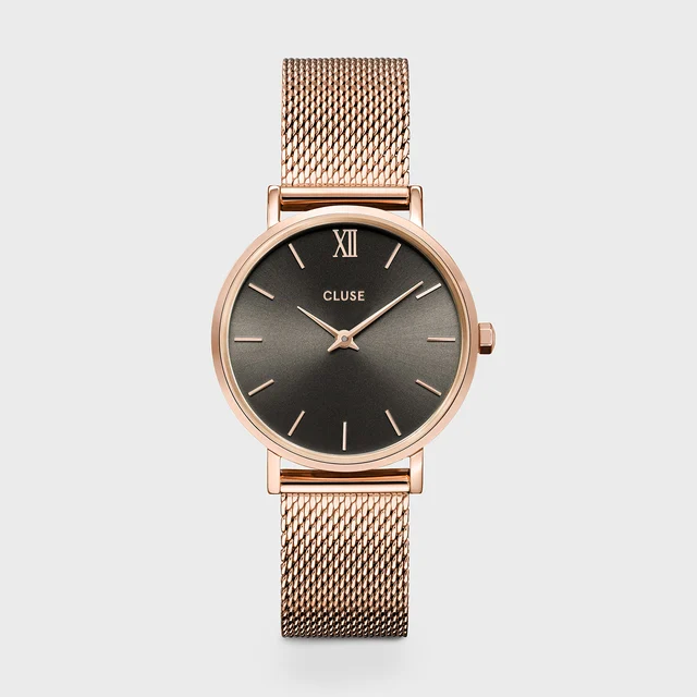 CLUSE Minuit Watch Mesh, Grey, Rose Gold Colour CW10207 kol saati