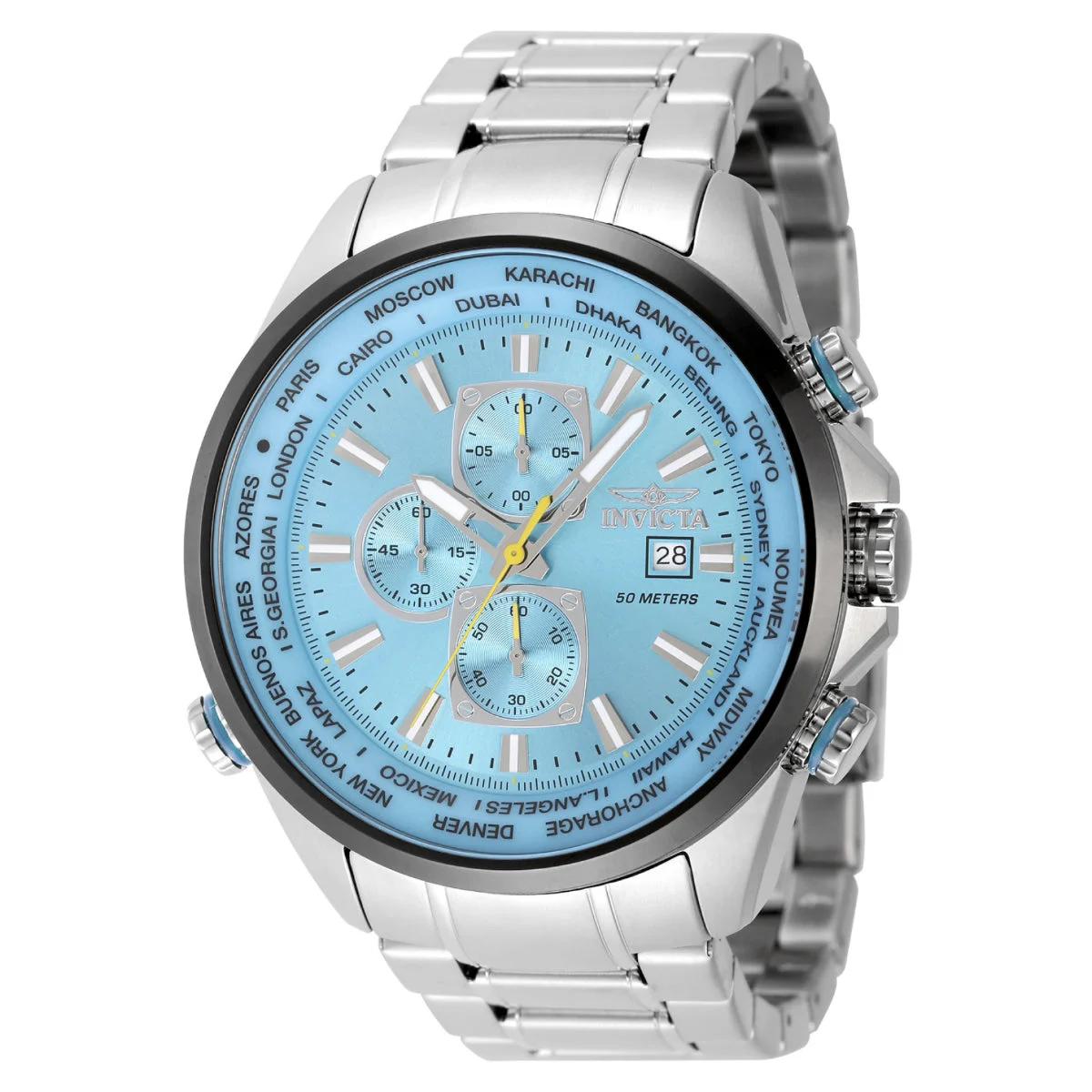 Invicta Aviator Interceptor Watch - 50mm. Steel (49079) 50 mm kol saati