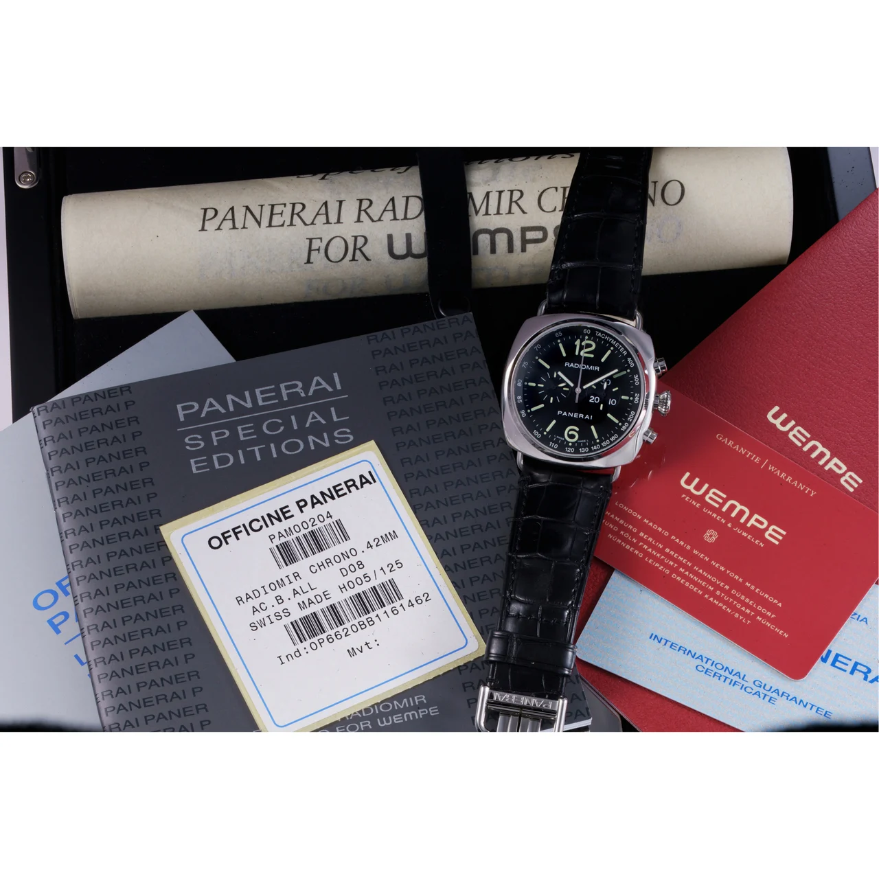Panerai PANERAI REF. OP6620, PAM00204 RADIOMIRC CHRONO FOR WEMPE, STEEL, 5/125 kol saati