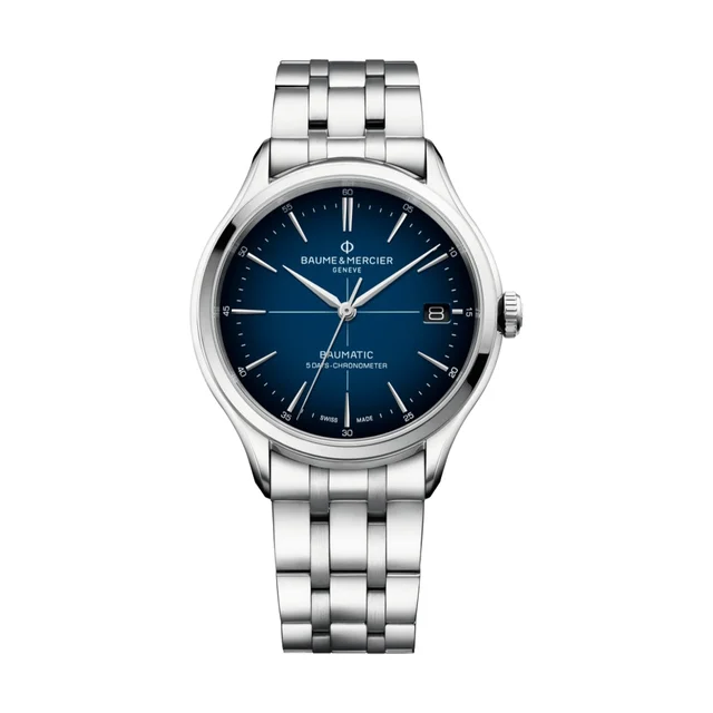 Baume Et Mercier Clifton 10468 Baumatic COSC 40mm - Blue on Bracelet M0A10468 kol saati