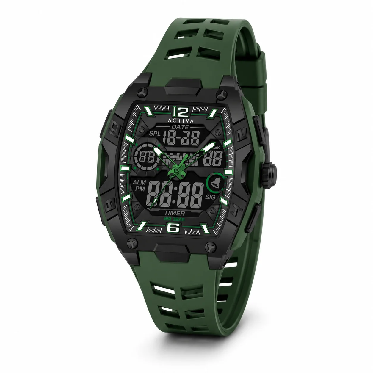 Activa Actival Venzis X Invicta Digital Watch - 50mm. Army Green (ACW8131-003) 50 mm kol saati