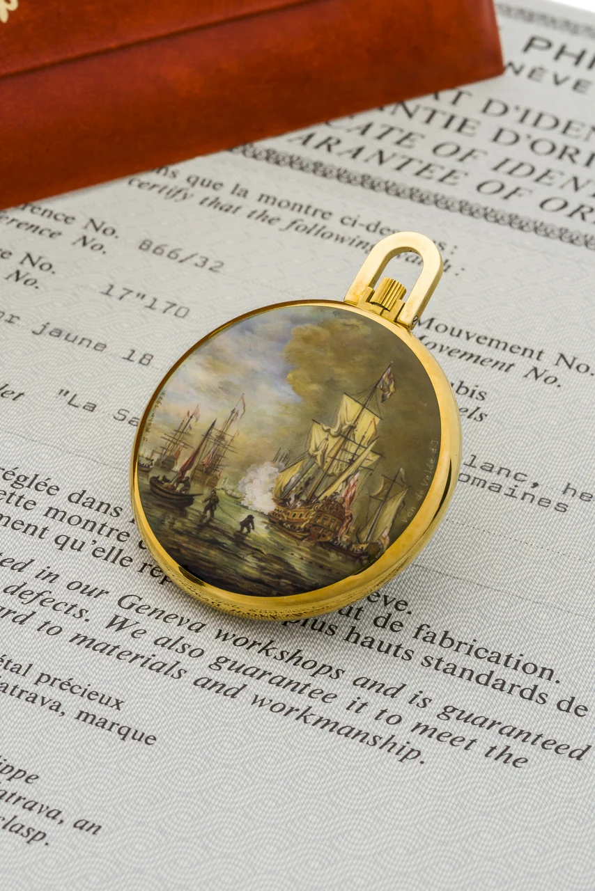 Patek Phillipe PATEK PHILLIPE REF. 866/32 WATCH WITH UNIQUE ENAMEL MINIATURE "PORTRAIT OF LA SALVE BY WILLEM VAN DE VELDE LE kol saati