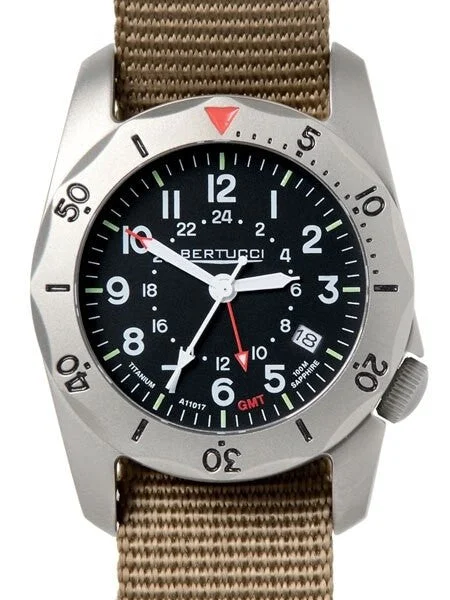 Bertucci Vintage GMT Titanium, Swiss Quartz Watch #12119 kol saati