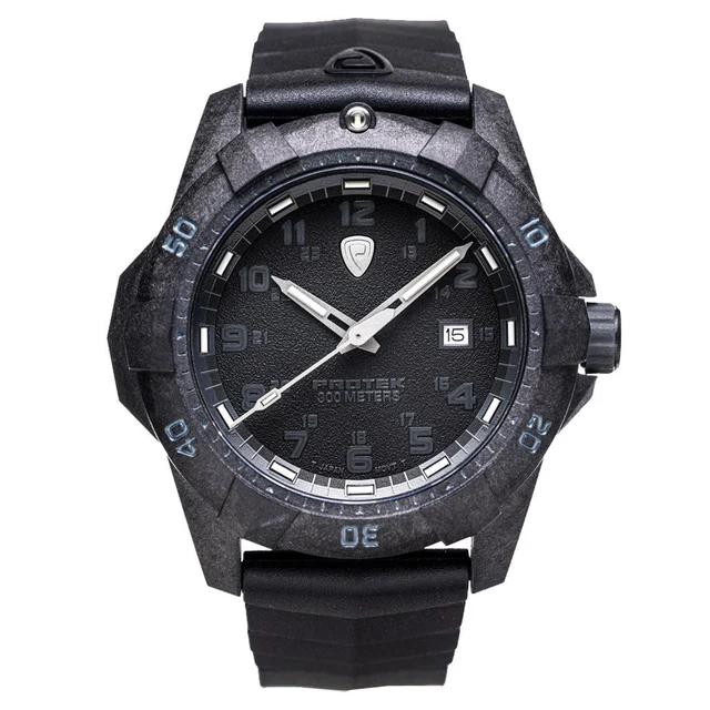 Protek Carbon Composite Tritium Dive Watch 1000 Series Blackout #PT1001 kol saati
