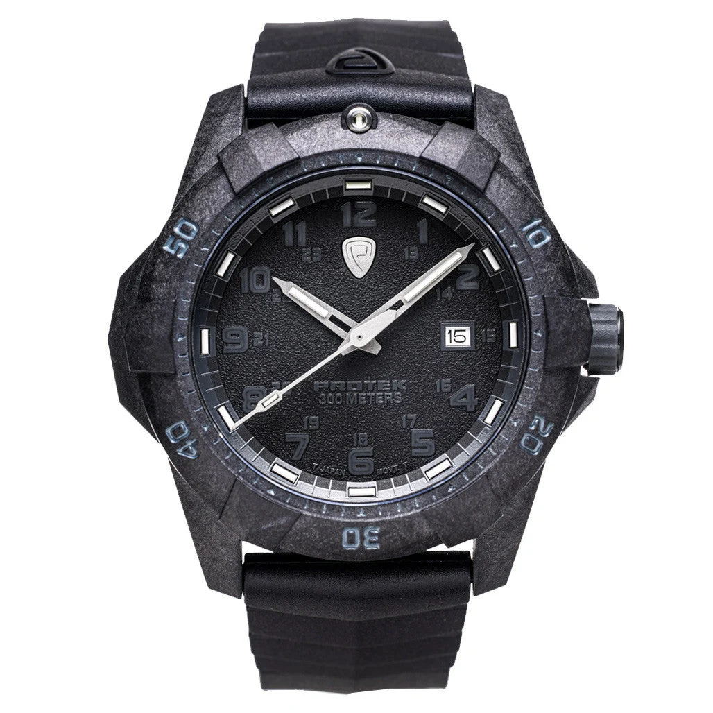 Protek Carbon Composite Tritium Dive Watch 1000 Series Blackout #PT1001 kol saati