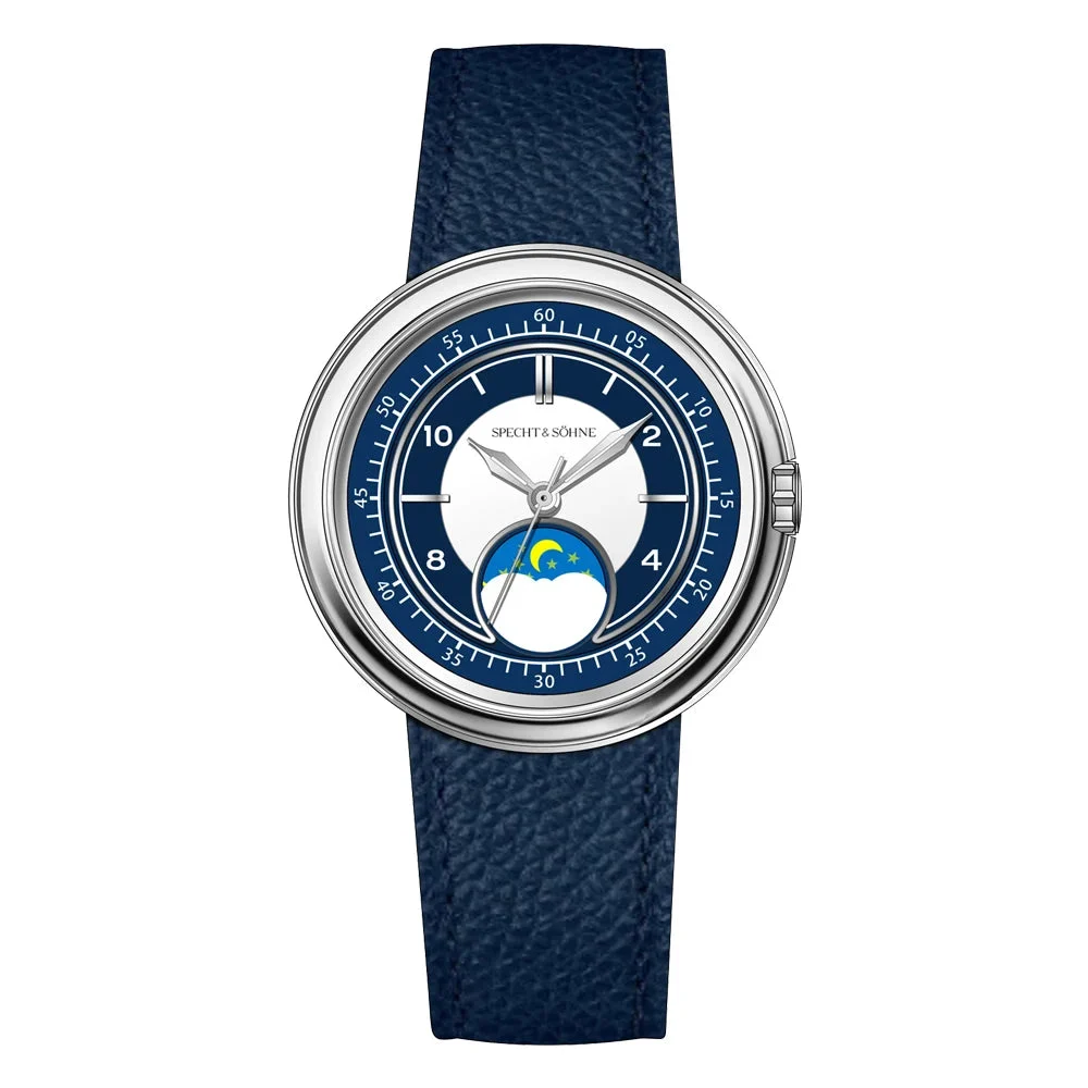 Tandorio Watches Quartz Moon Phase Watch Specht & Söhne SPUFO1 40MM Luminous Sapphire 50m Waterproof Pilot 1005009914244084-Coffee 40 mm kol saati