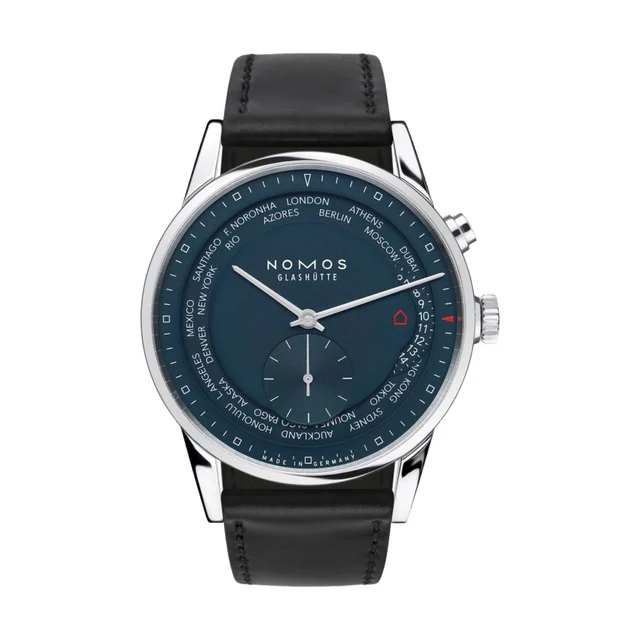 NOMOS Glashütte Zürich World Time 40mm - Midnight Blue on Strap 807 kol saati