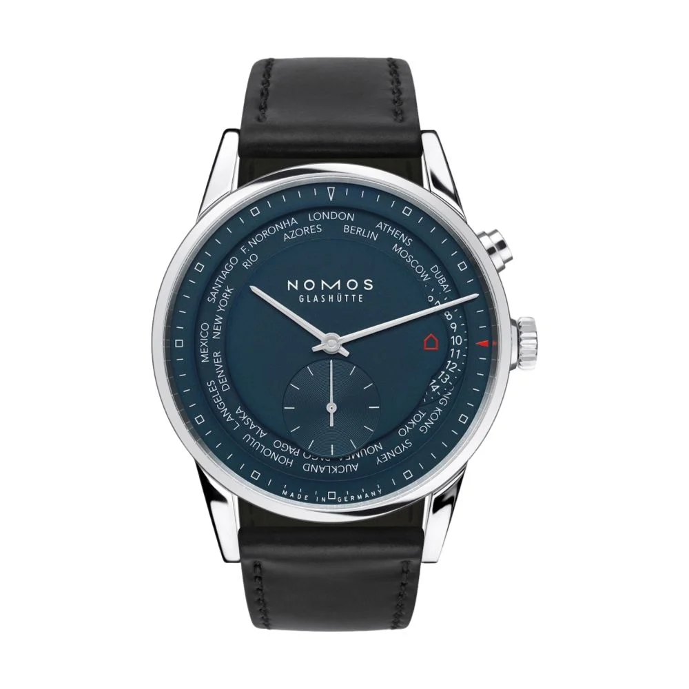 NOMOS Glashütte Zürich World Time 40mm - Midnight Blue on Strap 807 40 mm kol saati