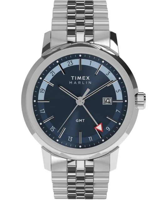 Timex Marlin® Quartz GMT 40mm Stainless Steel Bracelet Watch TW2Y47600 kol saati