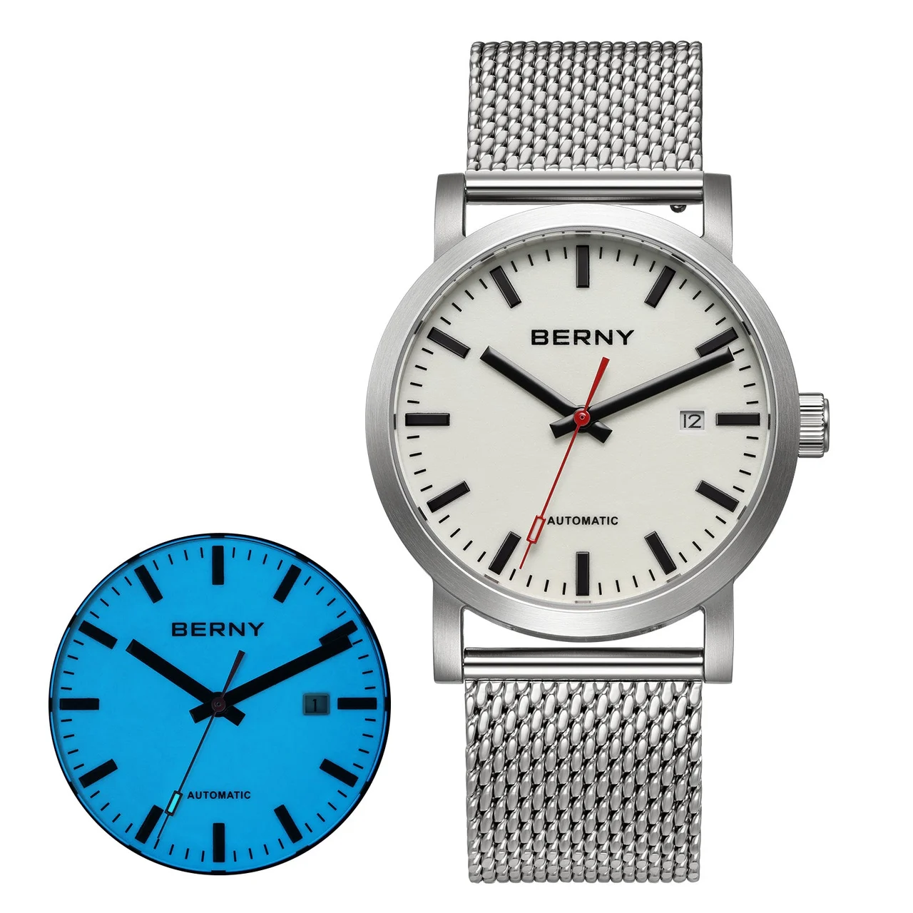BERNY Men Automatic Full-Lume Dress Watch -AM138M-L AM138M-L-B kol saati