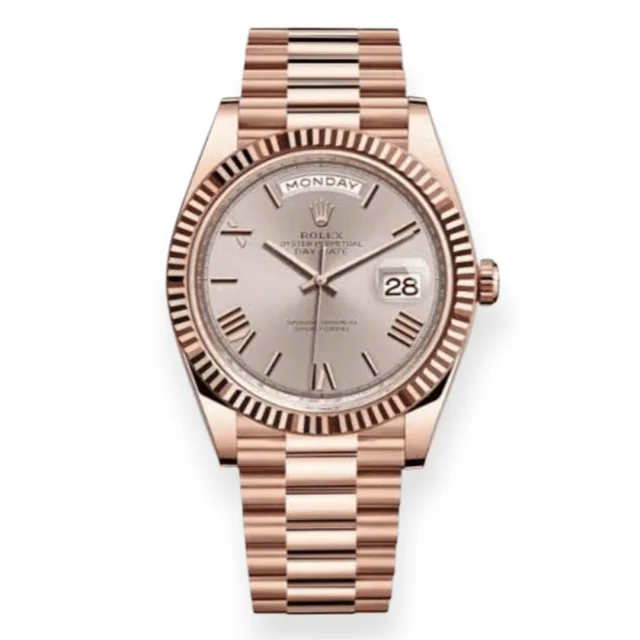 Rolex DayDate Rose Gold 40mm Sundust Dial 228235 Pre-owned Rolex DayDate Rose Gold 40mm Su