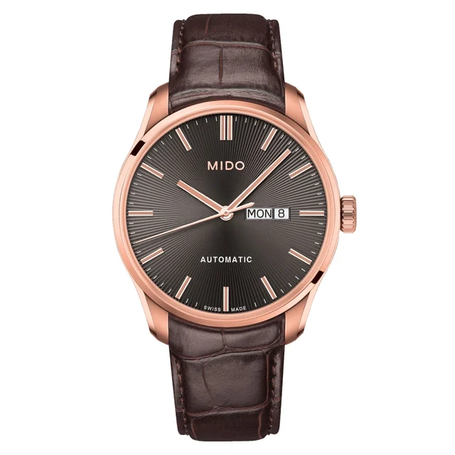 Mido Belluna II Gold-Tone 42.5mm - Sunray Anthracite on Leather Strap M0246303606100 kol s