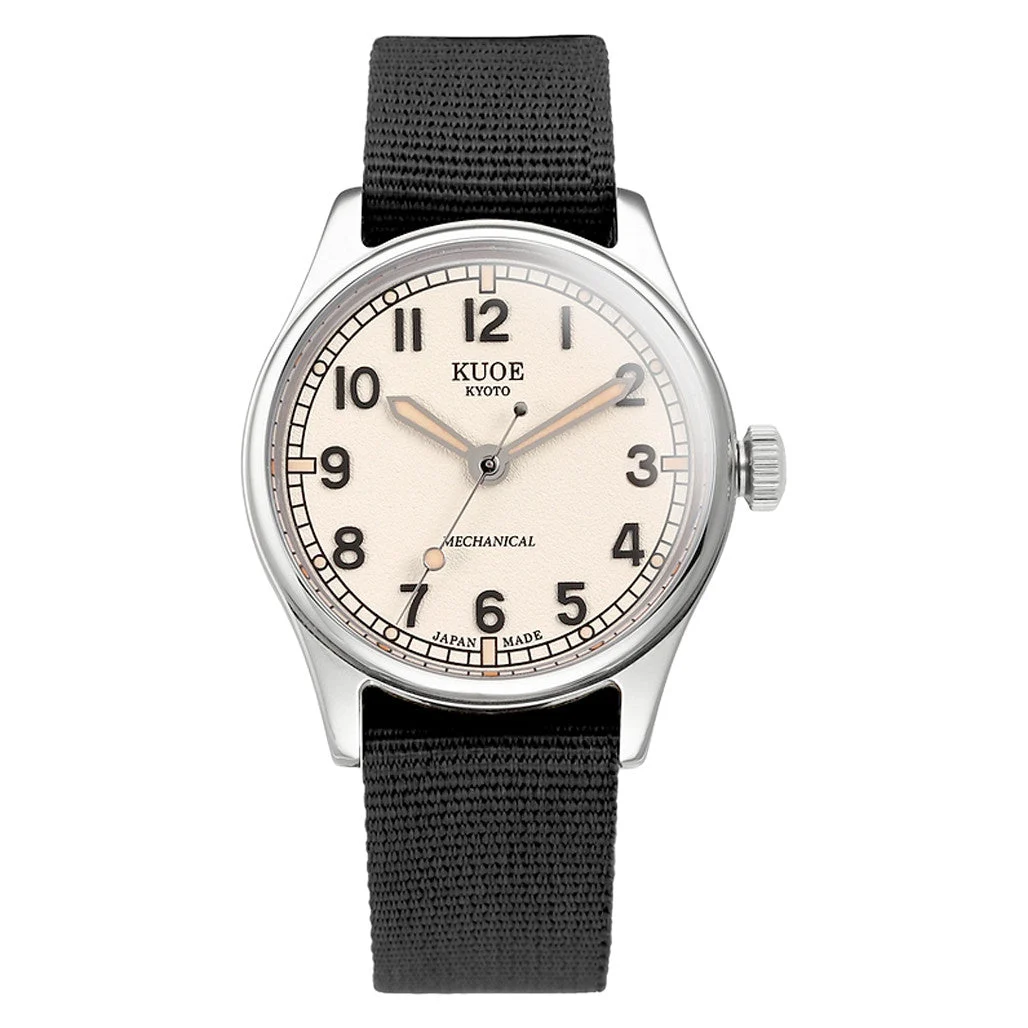 Kuoe Old Smith 90-002 Automatic 35mm Watch with Ivory Dial #OS90002-ND-IV-NATO-SA 35 mm kol saati