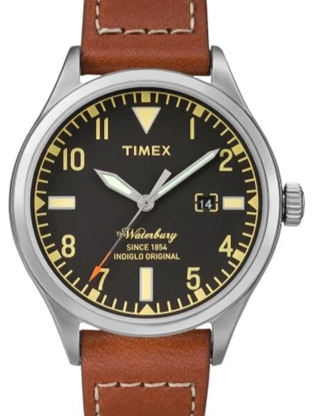 Timex Waterbury Quartz Watch with Black Dial and INDIGLO Night-Light #TW2P84000ZA 40 mm kol saati