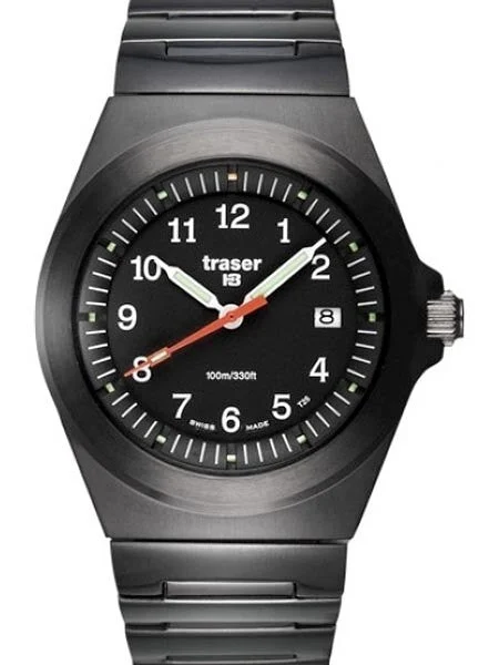 Traser Trooper Black PVD Coated Steel Case and Bracelet Watch P5904.356.35.11 kol saati