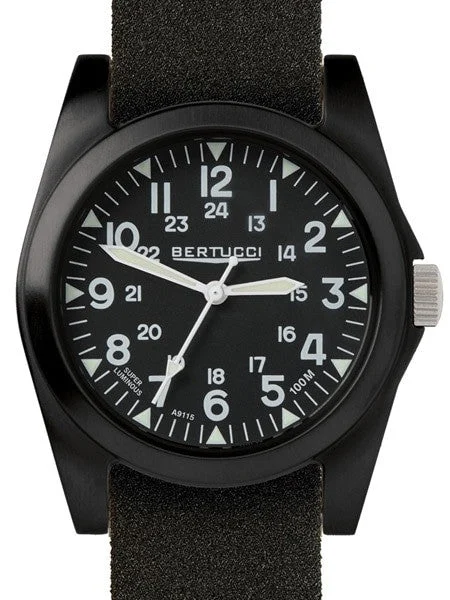 Bertucci Sportsman Vintage Field Watch with a 42mm Black Poly-Carbonate Case - 13353 kol s