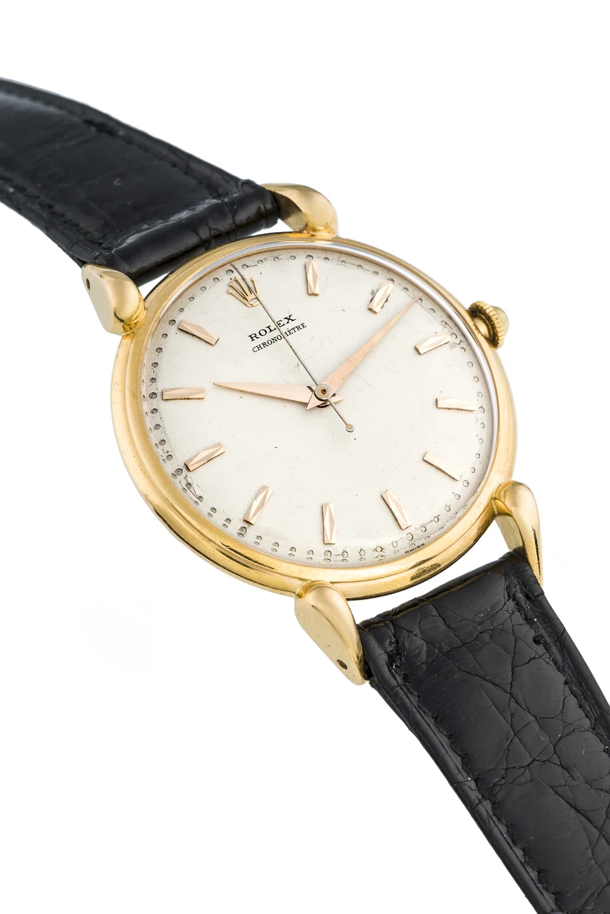 Rolex ROLEX, REF. 4364, CENTER-SECONDS, TEARdrop LUGS A fine and very attractive, 18k pink gold, manual wind Chronometer dress wristwatch. kol saati