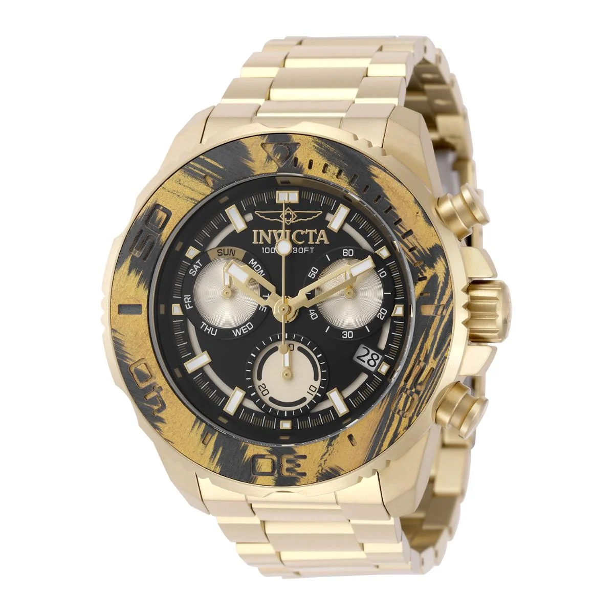 Invicta Carbon Hawk Zorvik Ronda Z60 Caliber Watch - 48mm, Gold (51078) 48 mm kol saati