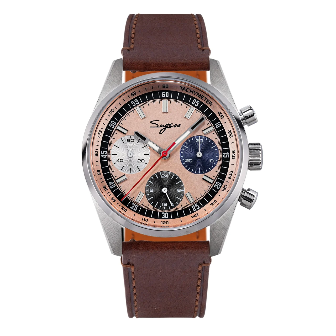 Sugess Chronograph Stainless Steel Special Champagne Dial Silv S465 Chronograph Stainless Steel Special Champagne Dial Silv 38 mm kol saati