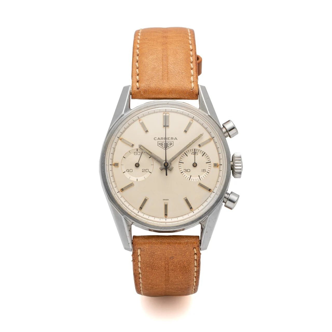 Heuer HEUER, REF. 3647 T A fine, manual wind, stainless steel chronograph wristwatch. kol saati