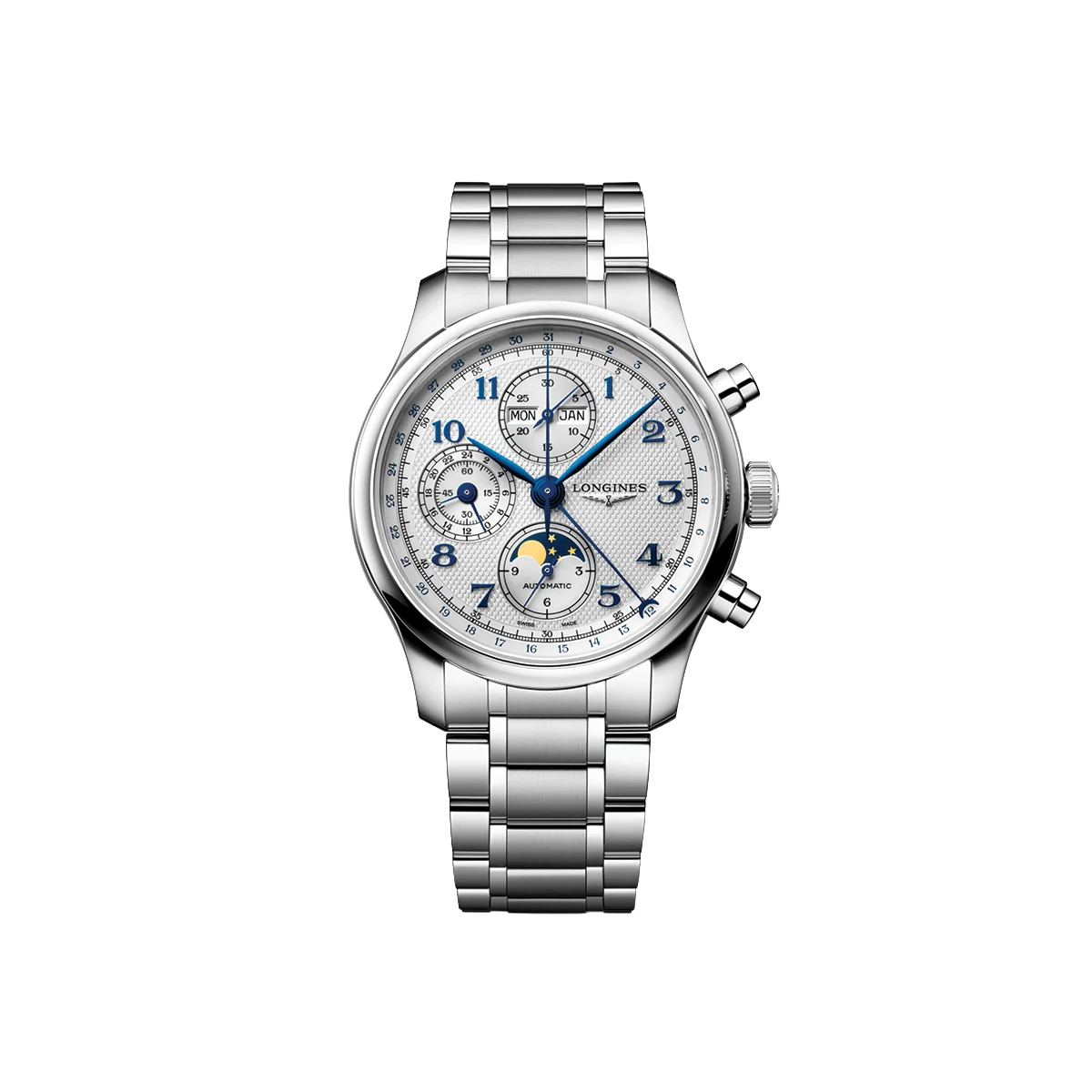 Longines Master Chrono Moonphase 41mm - Silver on Bracelet L29624736 41 mm kol saati