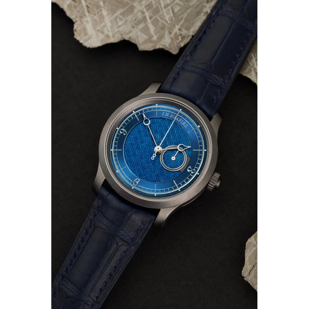 J.N. Shapiro Infinity Tantalum Guilloched and Blued Zirconium Dial infinity-tantalum-blue kol saati