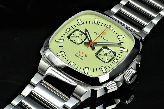 Vesuviate Attivo-Chrono Pale Yellow kol saati