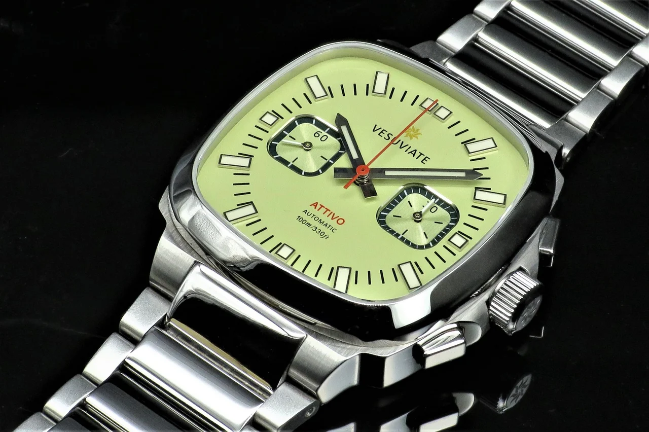 Vesuviate Attivo-Chrono Pale Yellow 39 mm kol saati