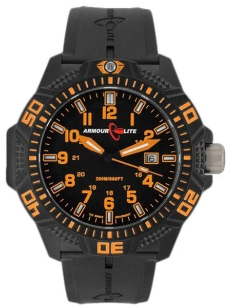 Armourlite Caliber Series Black Dial Watch with Tritium Illumination and Sapphire Crystal #AL612 47 mm kol saati