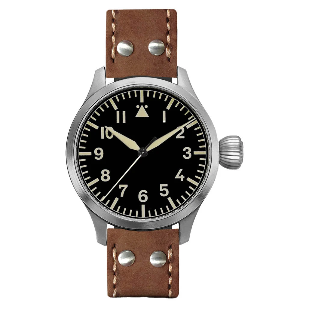 Aristo Pilot 47 "A-Dial" Sandblasted Watch with Swiss Movement #3H265 47 mm kol saati