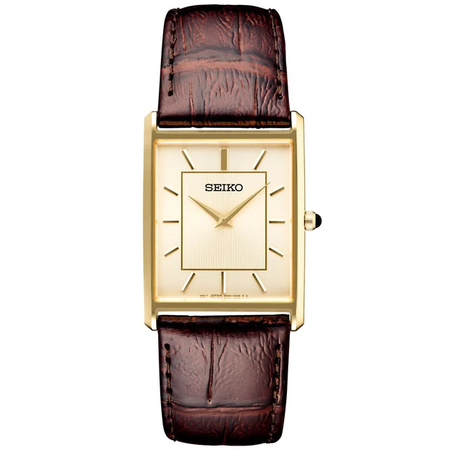 Seiko Classic Thin Quartz Dress Watch with Goldtone Stainless Steel Case #SWR064 kol saati