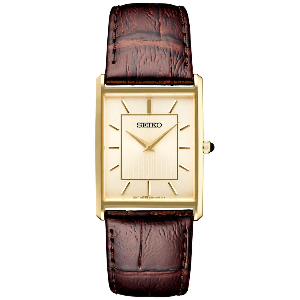 Seiko Classic Thin Quartz Dress Watch with Goldtone Stainless Steel Case #SWR064 28.5 mm kol saati