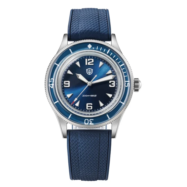 Watchdives Watchdives WD50Q-VH31五十寻- 哑黑白字-哑面陶瓷圈- K1镜 - 尼龙带 kol saati