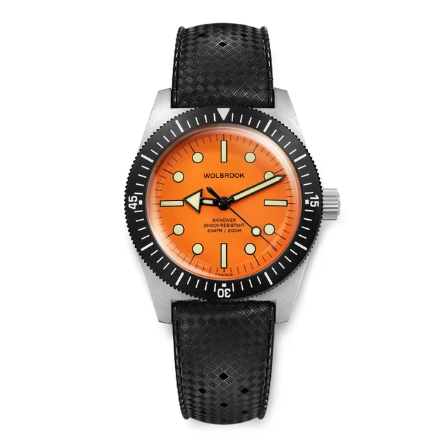 Wolbrook Skindiver Automatic Dive Watch - 38 mm - Orange 25-SA38-006-RB1-BLK-STL-LE1 kol s