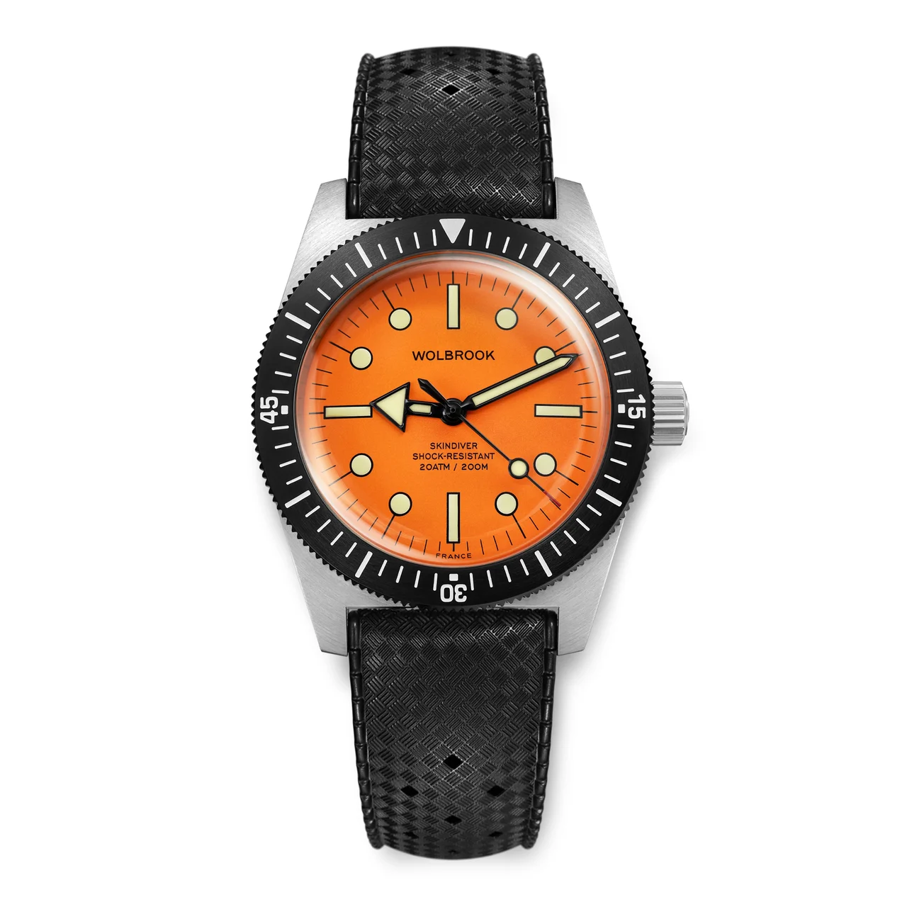 Wolbrook Skindiver Automatic Dive Watch - 38 mm - Orange 25-SA38-006-RB1-BLK-STL-LE1 38 mm kol saati