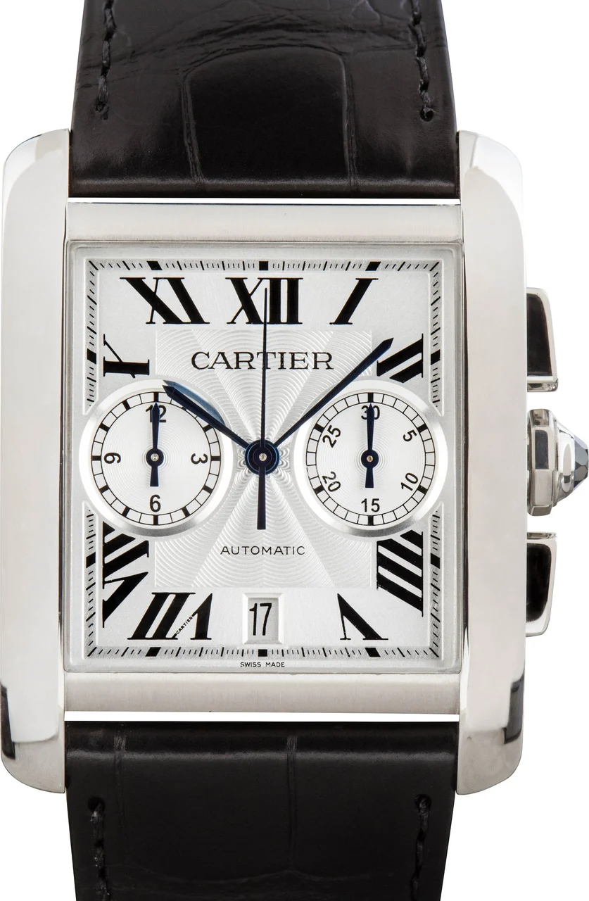 Cartier Tank MC Ref W5330007 Silver Chronograph Dial kol saati