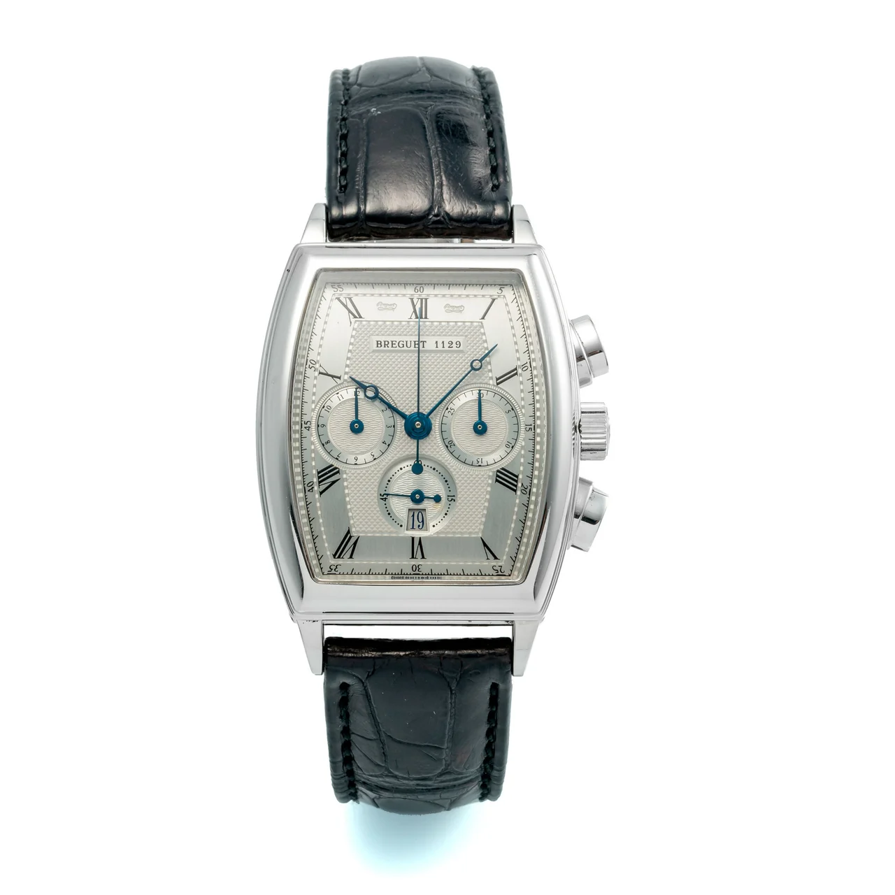 Breguet BREGUET REF. 5460, SELF-WINDING, CHRONOGRAPH, MINUTES AND HOURS RECORDERS, DATE, SILVER "GUILLOCHE" (ENGINED-TURNED) DIAL; "HERITAGE"; PLATINUM kol saati