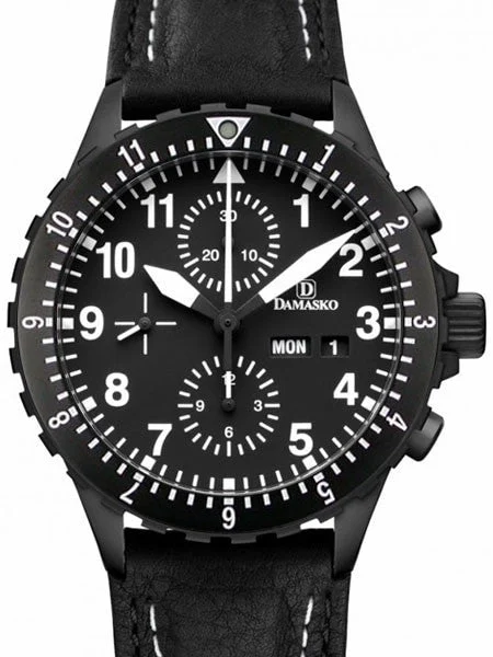 Damasko Swiss Valjoux 7750 Chronograph with Dual Time Bezel #DC66BK DC66BK-12 kol saati