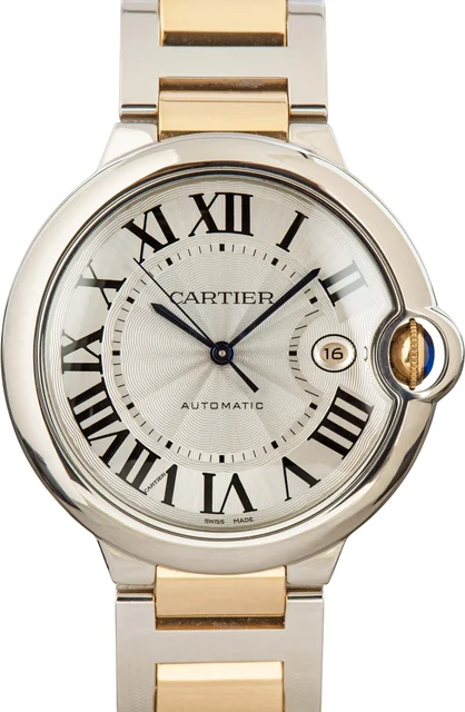Cartier Ballon Bleu 42 Ref W69009Z3 Steel & Yellow Gold W692009Z3 kol saati