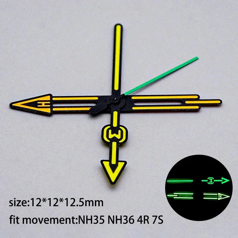 Tandorio Arrow Watch Hands C3 Green Super Luminous stinger Fits NH34NH36 NH35 4R 7s Automatic Movement 12000047172316491 kol saati